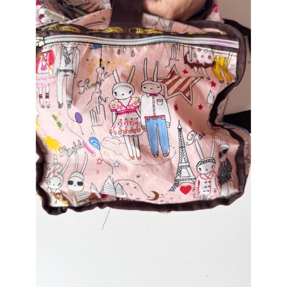 LESPORTSAC x FIFI LAPIN Pink Rabbit Print Deluxe Large Weekender Duffle Bag - Picture 5 of 10